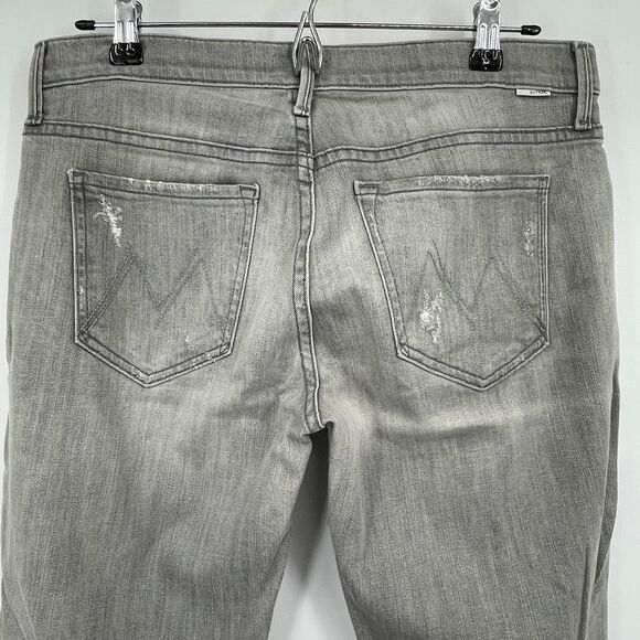 Mother The Dropout Cropped Slim Jeans in a gray "Holy Smokes" wash Sz 27 - Picture 3 of 10